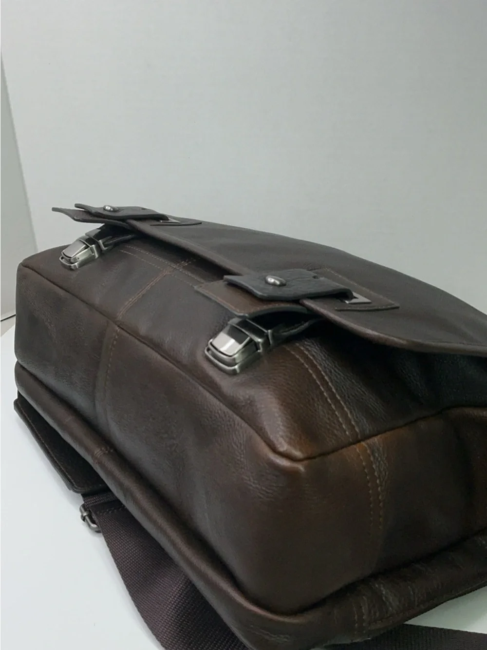 Banana Republic brown leather messenger bag.